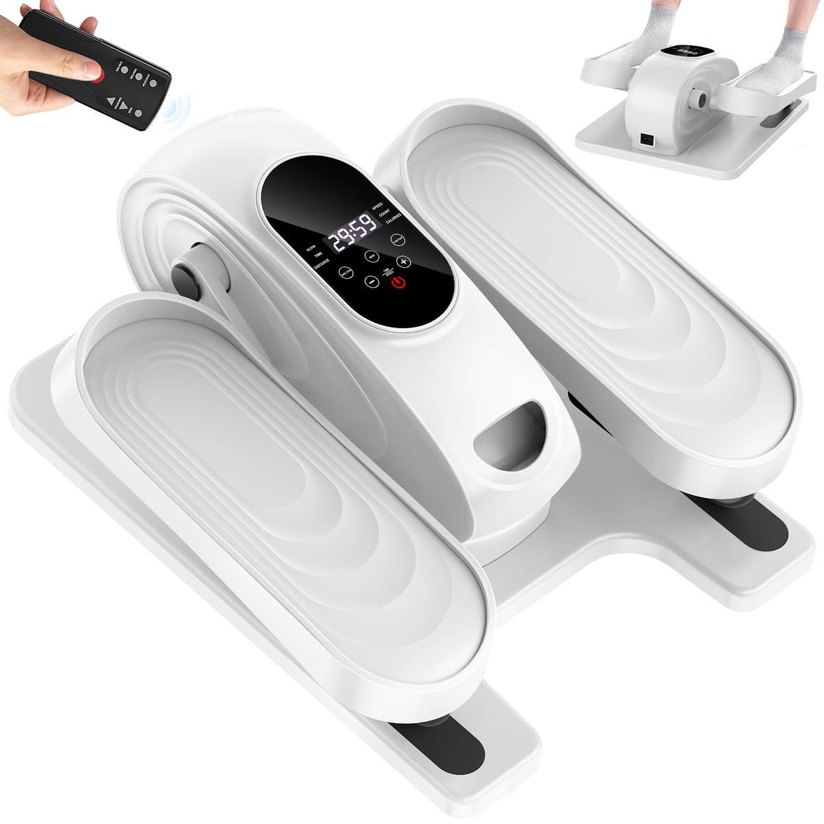 DamKee Under Desk Elliptical Exercise Machine, Electric Ellipse Leg Exerciser as Seen on TV, 15 Speeds Foot Exerciser While Sitting for Seniors, Portable Seated Pedal Exerciser for Home Office, Gifts