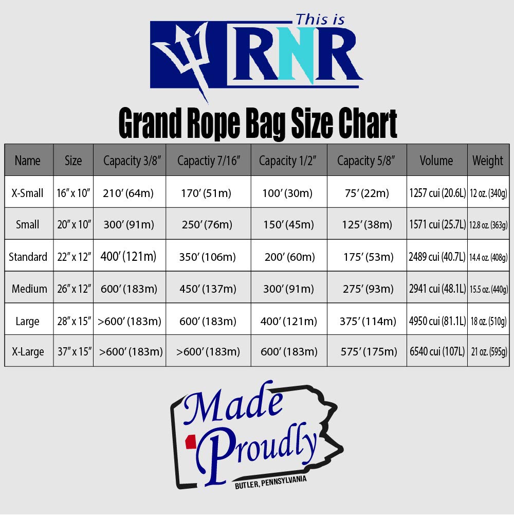 Rock-N-Rescue Grand Rope Bag, Premium Climbing Gear Storage Backpack, Heavy-Duty 1000D Nylon, Padded Shoulder Straps, Waterproof Design, Made in USA, Perfect for Mountaineering, Medium, Blue