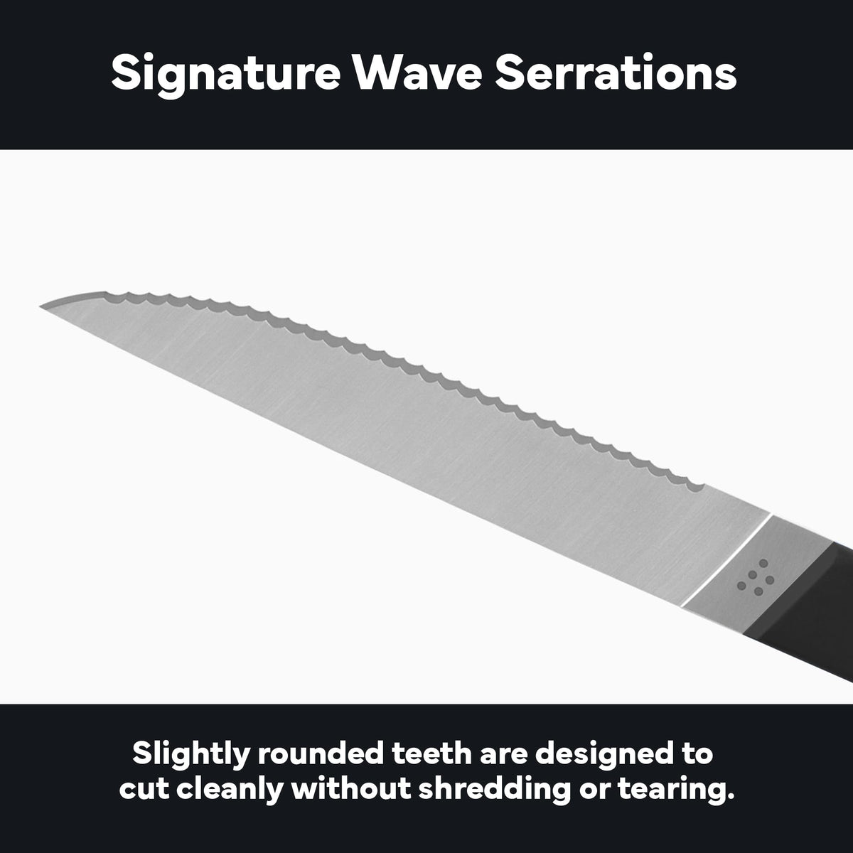 Misen Steak Knives Set of 4 - Precision Serrated Blades for Effortless Dining - Stainless Steel - Superior Cuts with Four Steak Knives Handles - Black