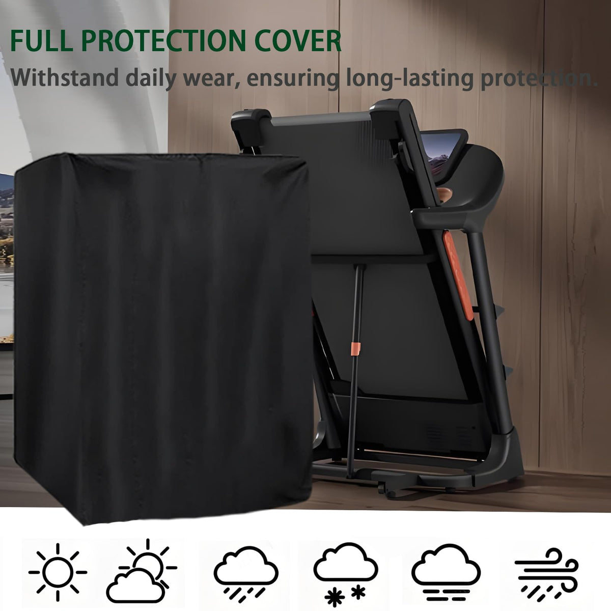 Folding Treadmill Cover, Running Machine Cover, Oxford Cloth Waterproof Dustproof Exercise Equipment Bag with Drawstring and Storage Bag For Outdoor Indoor Gym Treadmill
