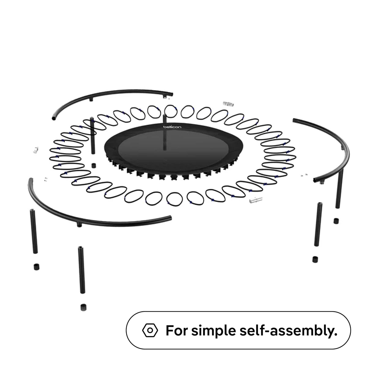 bellicon Mini Trampoline 44'' (Rainbow) | Bungee Suspension up to 330 lbs | Indoor Fitness Rebounder for Adults | Screw-in Legs