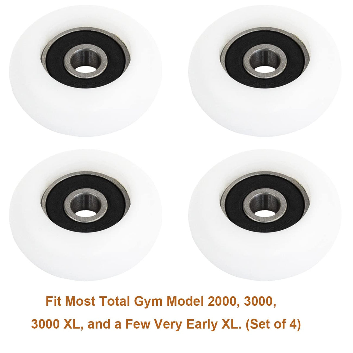 Total Gym Wheels/Rollers 2000, 3000, 3000 XL, and a Few Very Early XL, Platinum Plus, Pro, Supra and Many Others Set of 4 (White)