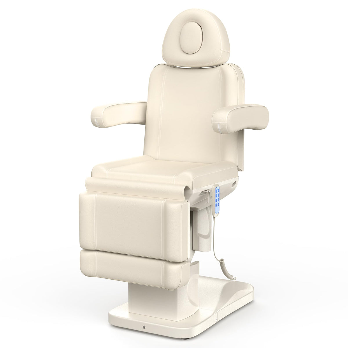 4 Motor Electric Chair/Bed, Aluminum Hydraulic System for Medical Treatment Exam, Facial, Spa, Eyelash, Tattoo, Podiatry Treatment Beauty Massage, Hand Remote Controlled Adjustable - Beige Gray