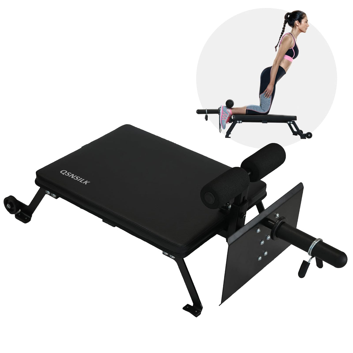 QSN SILK LU Nordic Curl Machine, Hamstring Curl Bench, Compact Glute Bench with wheels, Home Gym Equipment for Leg Workouts