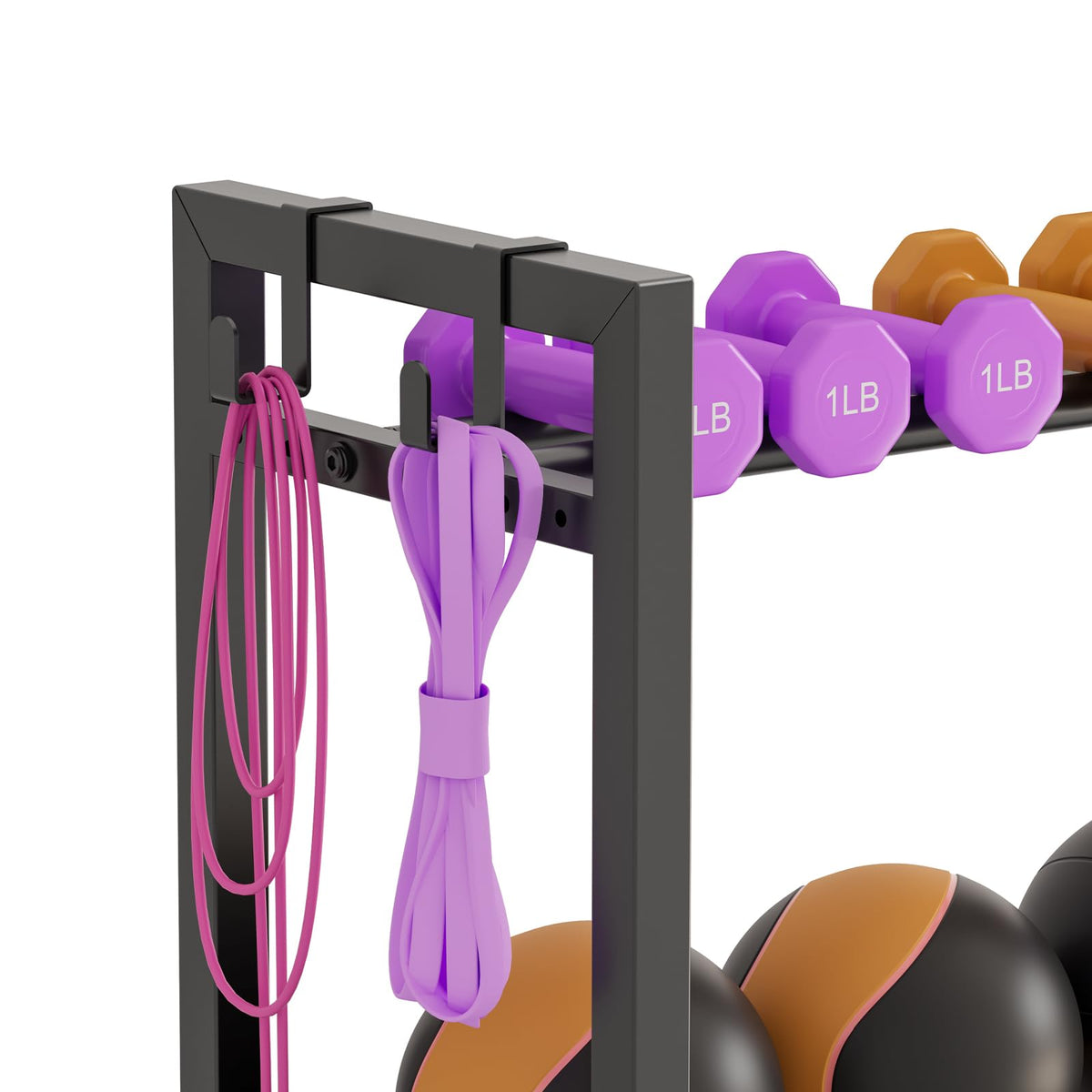 3-Tier Adjustable Dumbbell Rack Heavy Duty Metal Storage Rack, Dumbbell Weight Rack and Kettlebells Rack, Yoga Mat Organizer, Multi-Purpose Gym Equipment Storage Stand for Home Gym Accessories