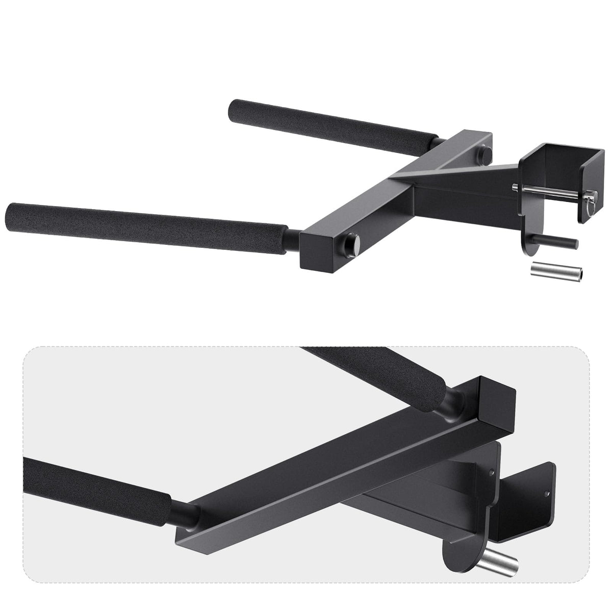 SELEWARE Y-Shaped Dip Bar for 3"x3" Power Rack with 5/8" or 1" Holes, Heavy Duty Dip Bar Attachment with Non-Slip Grips, Squat Rack Accessories for Home Gym Strength Training & Upper Body Workouts