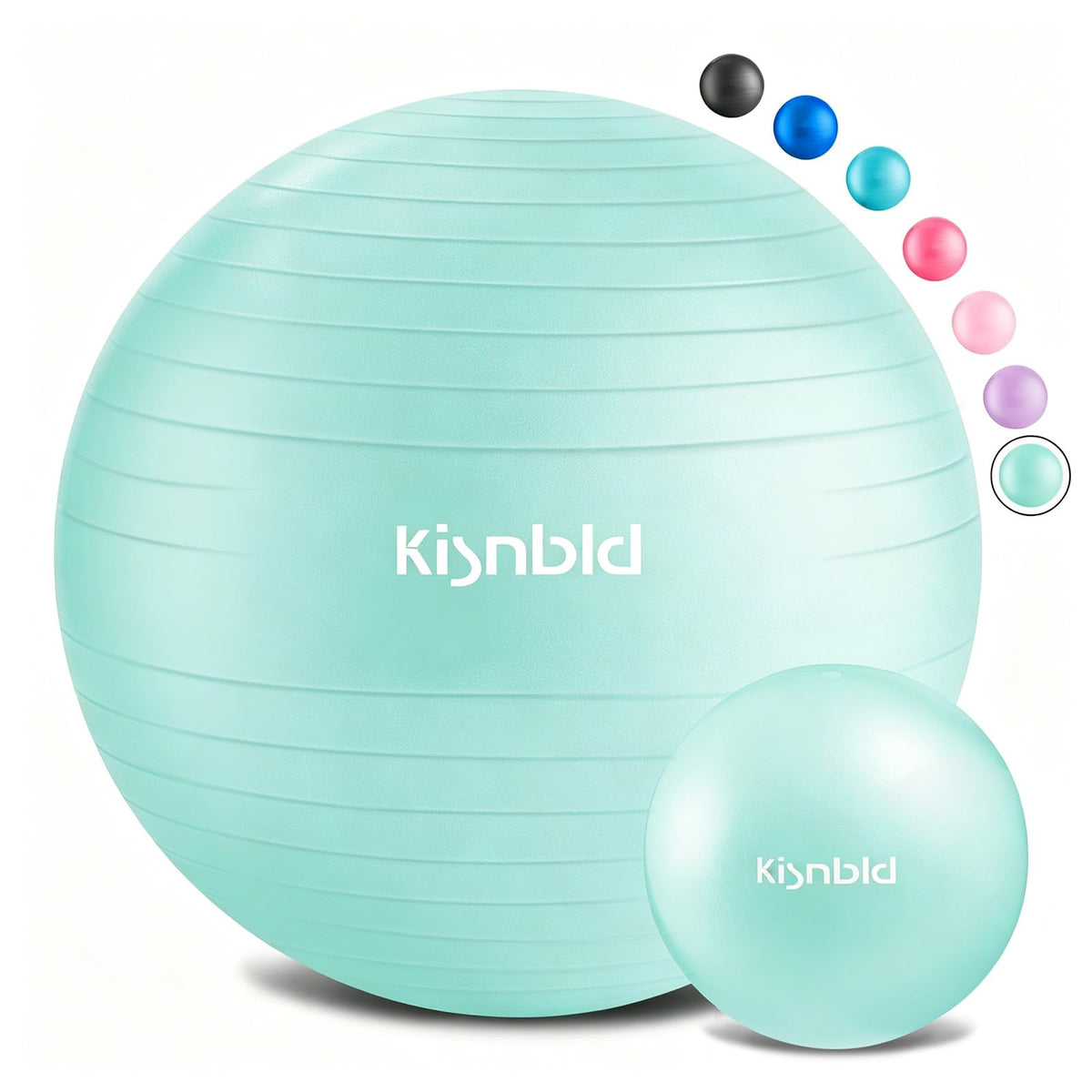 kisnbld Exercise Ball, Extra Thick Yoga Ball for Workout Pregnancy Stability, 4 Sizes Anti-Burst Balance Ball with Foot Pump - Heavy Duty Fitness Ball Chair for Office, Home & Gym