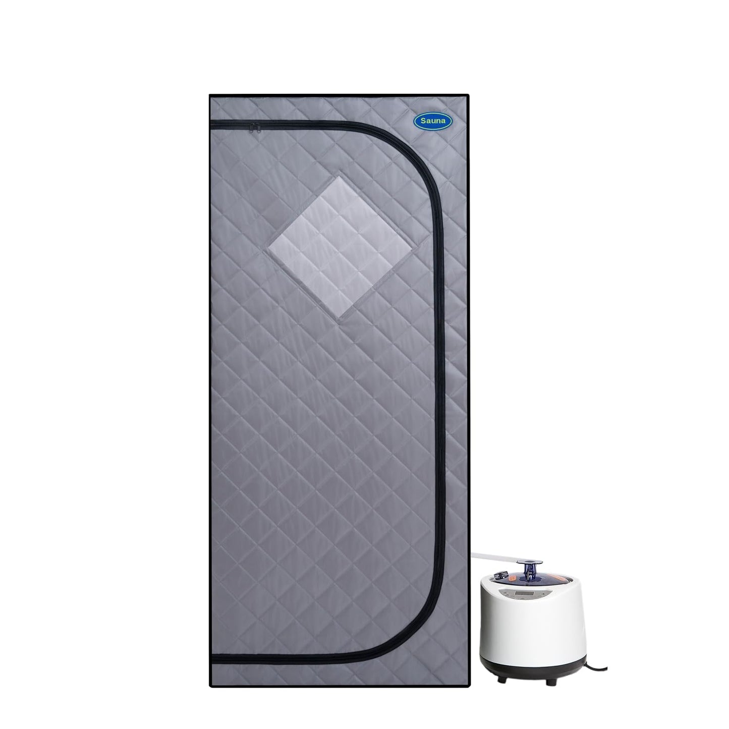 Full Size Portable Grey Steam Sauna Tent: Personal Home Spa with Steam Generator, Remote, Timer, & Foldable Chair