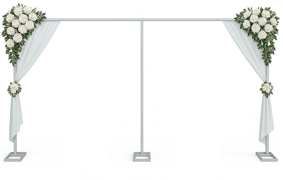 Rzjoke 10x20ft Backdrop Stand Heavy Duty Pipe and Drape Backdrop Stand for Parties, Adjustable Pipe Kit Curtain Frame Stand for Photography Background Support,Wedding Arch Metal Frame (Silver)