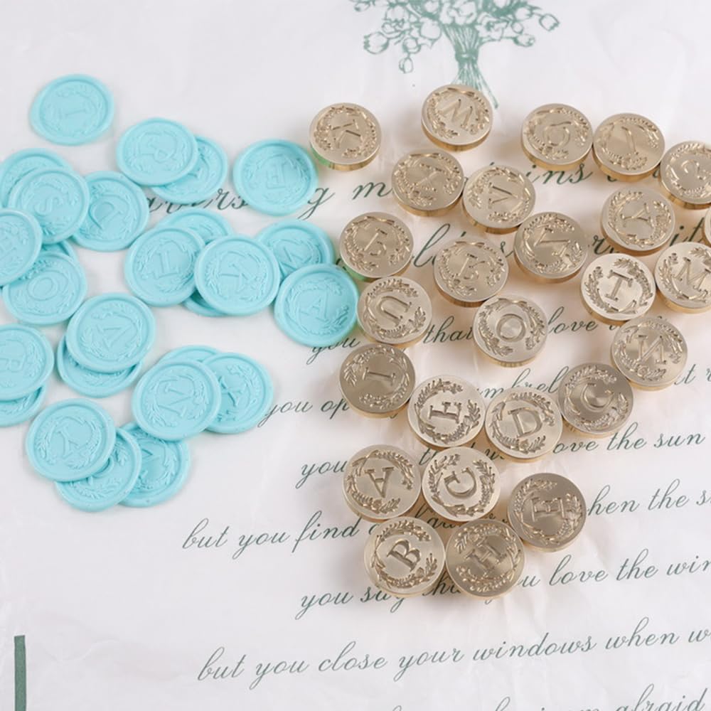 WUERLIN Initial Letter Alphabet K Wax Seal Stamp - Wicker Eucalyptus Sealing Stamp With Flower for Wedding Invitation, Gift Wrap, Envelopes, Christmas Card