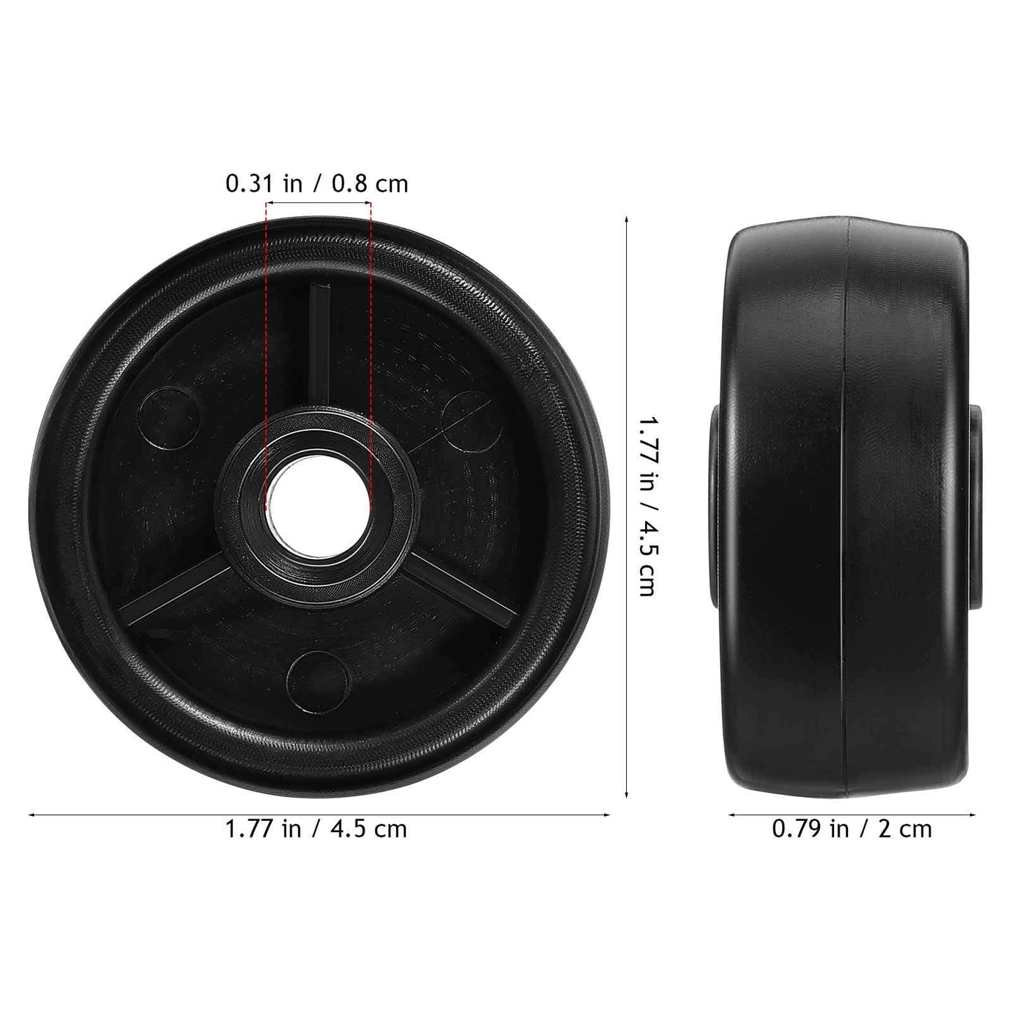 4pcs Gym Roller Wheels Replacement, Small Fitness Equipment Roller Casters Heavy Duty Plastic Exercise Wheels Compatible with Treadmills and Exercise Bikes for Gym Sports Accessories, 80MM Hole