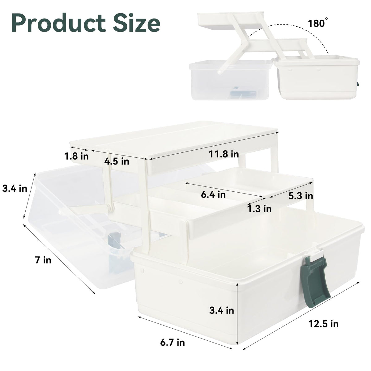 WEWLINE 13-Inch Art Box Organizer 3-Layer Craft Storage Organizer Sewing Kit Box with Handle Art Bin for Home,School,Office,Travel