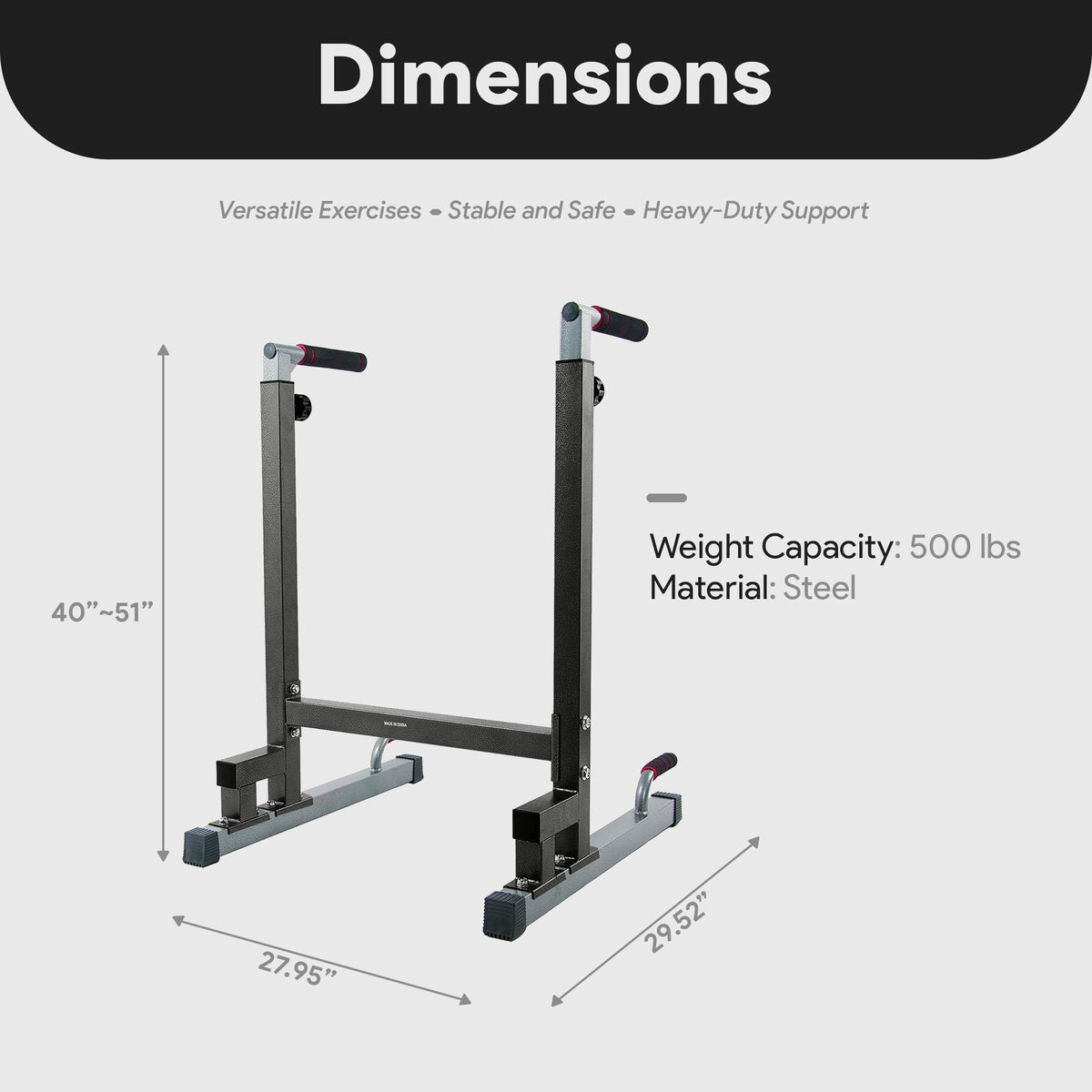 BalanceFrom Multi-Function Dip Stand Dip Station Dip bar with Improved Structure Design, 500-Pound Capacity, Black