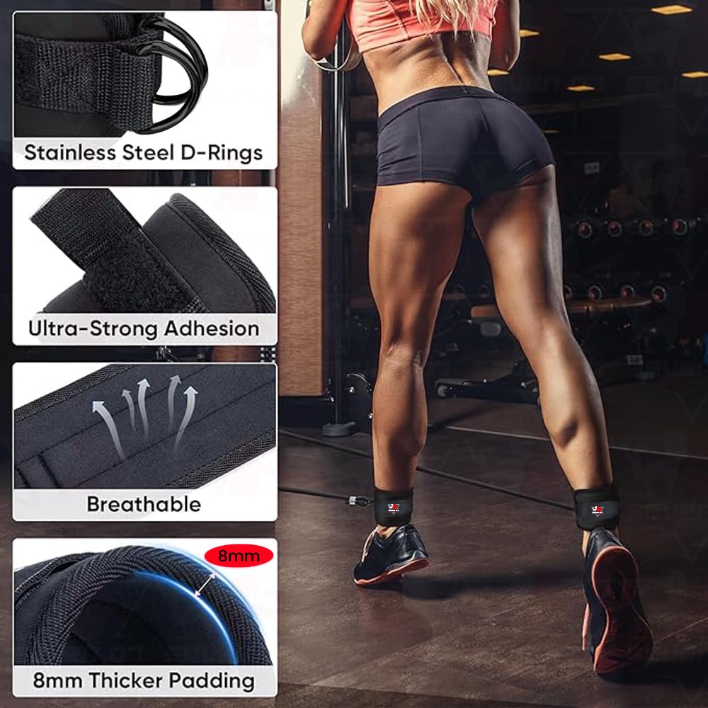 Ankle Straps for Cable Machines, Adjustable Comfort Ankle Cable Attachments for Women & Men, Glute Kickback Ankle Strap for Workout Gym Ankle Cuff Neoprene Padded Durable lifting Straps (Pink)