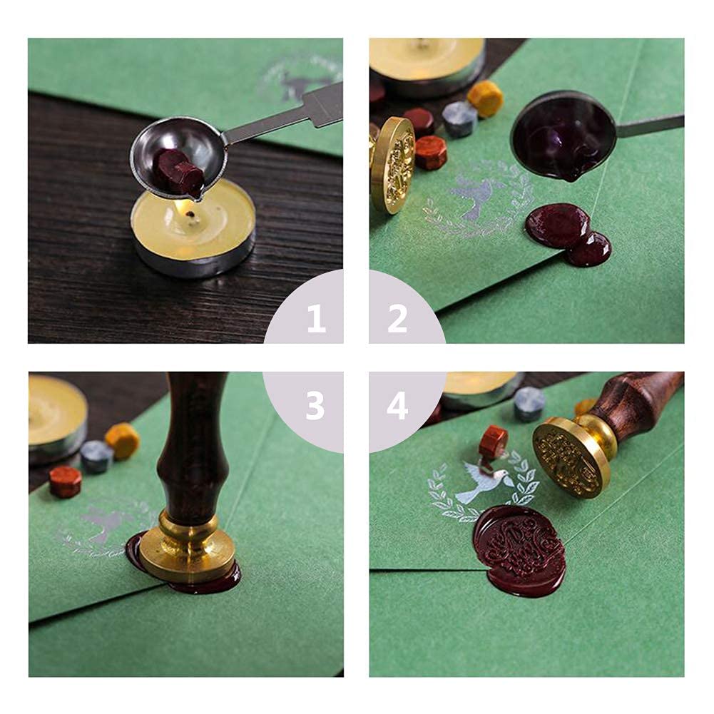 CRASPIRE Blank Wax Seal Stamp Set 6PCS Sealing Solid Brass Stamp Head 20-30.5mm Round Square+2PCS Wood Handle Retro Removable Brass Stamp Kit for Letter Envelope Invitation Wedding Gift Decoration