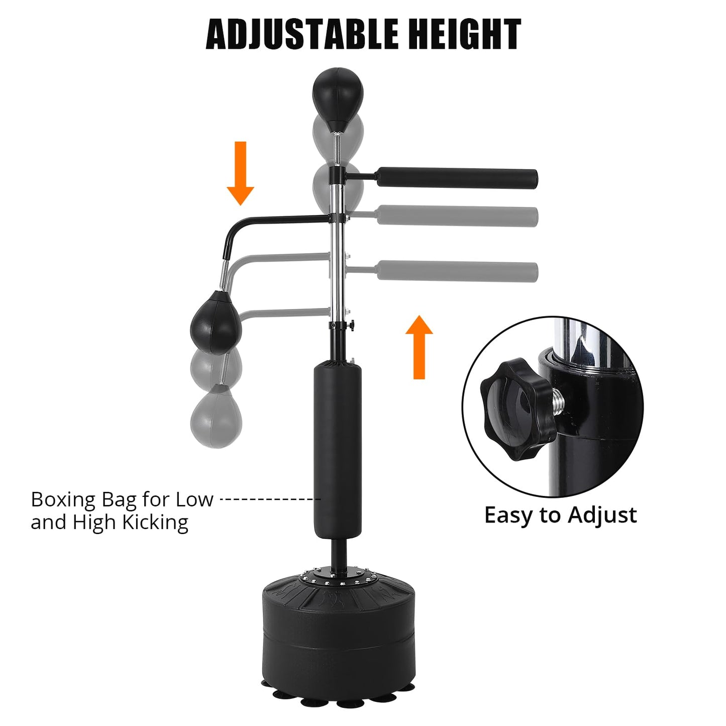 Boxing Speed Trainer, Punching Bag with Stand, Reflex Boxing Bag with Adjustable Height, Free Standing Strike Bag Set with Gloves for Teens & Adults, Workout Speed Bag for Home Gym Training