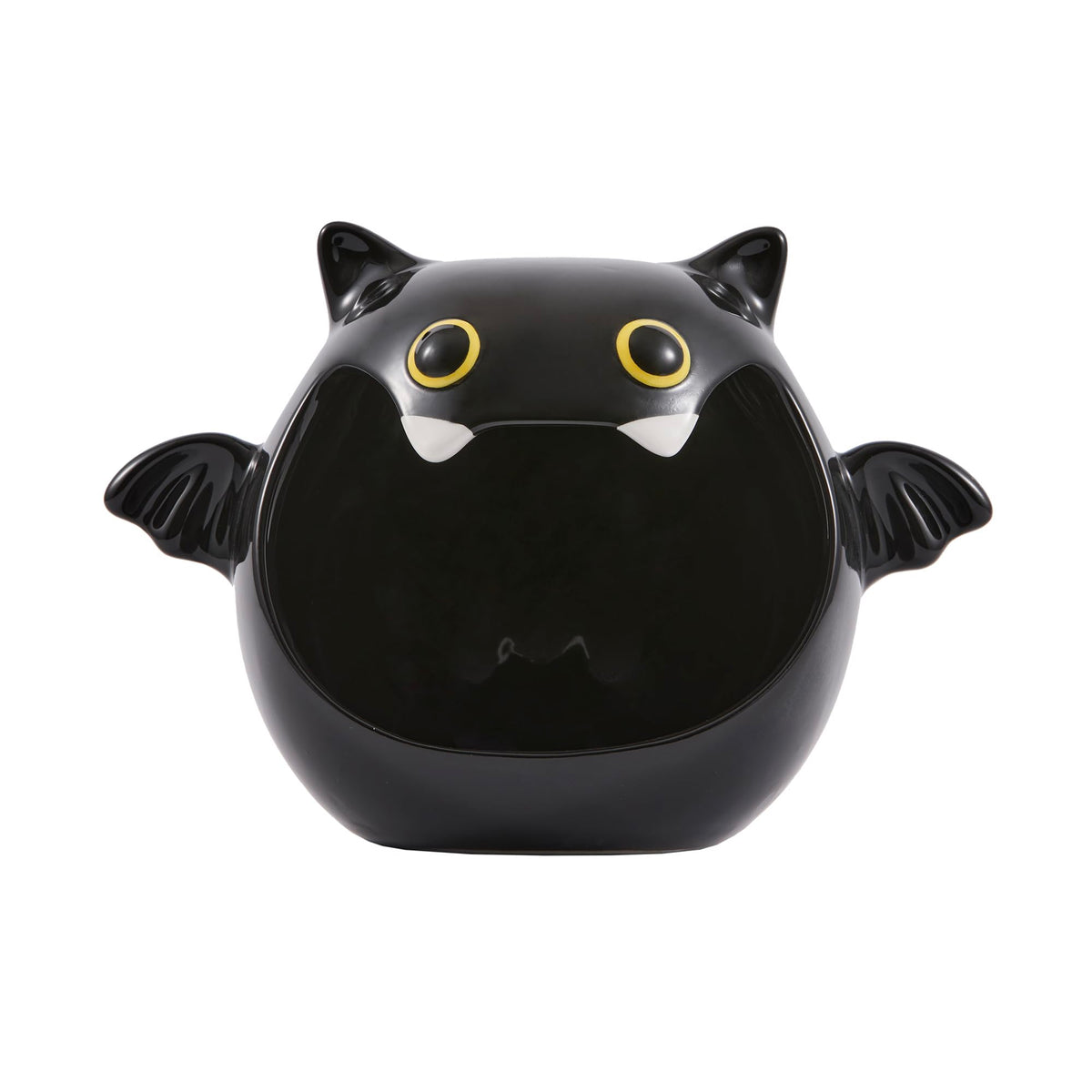 Bico Black Bat Ceramic Candy Bowl Holder with Large Opening, Dish for Candy, Cookie, Candles, Halloween Decoration, Day of The Dead Decor