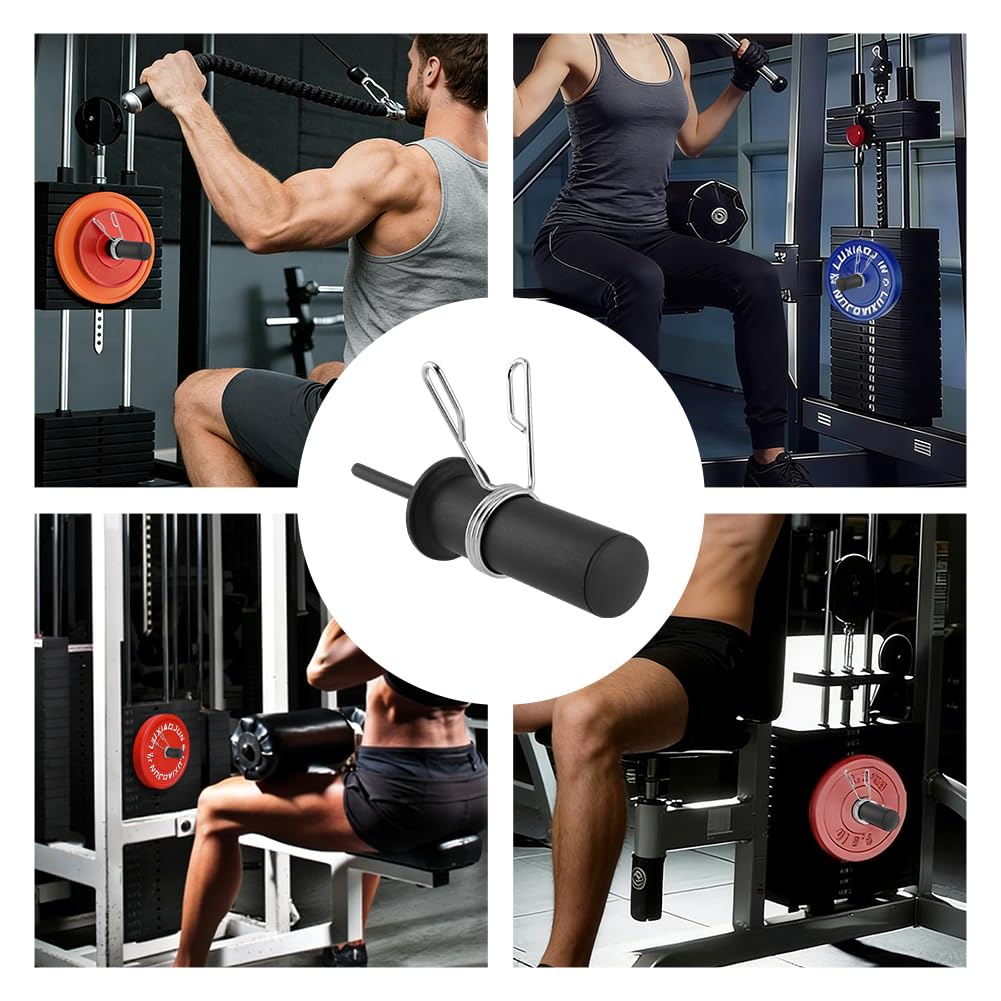 LZQMRVAK Weight Stack Pin Extender, 110 lbs Capacity – Fits Home/Commercial Gyms, 10mm Gym Pin with Spring Clip Collar for Weight Stacks, Smith Machines & Fitness Rigs