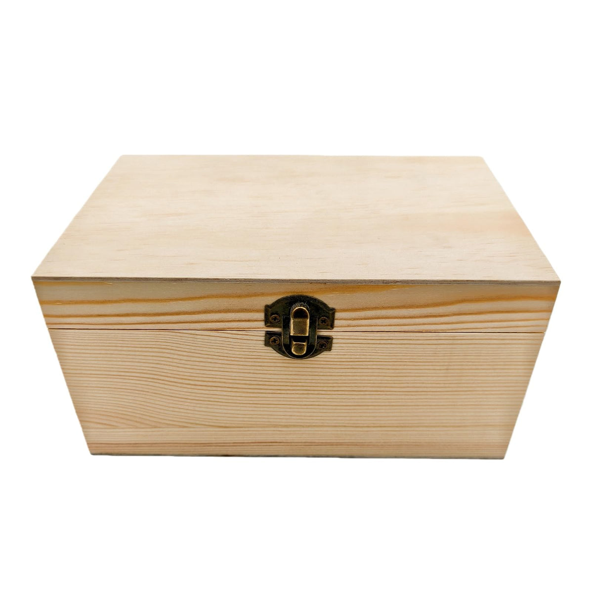 Anwoodola Unfinished Natural Pine Wood Storage Box with Hinged Lid, Wooden Craft Container for Jewelry, Gifts, Art Supplies, Hobby Organization (7.87 x 5.11 x 3.93in)