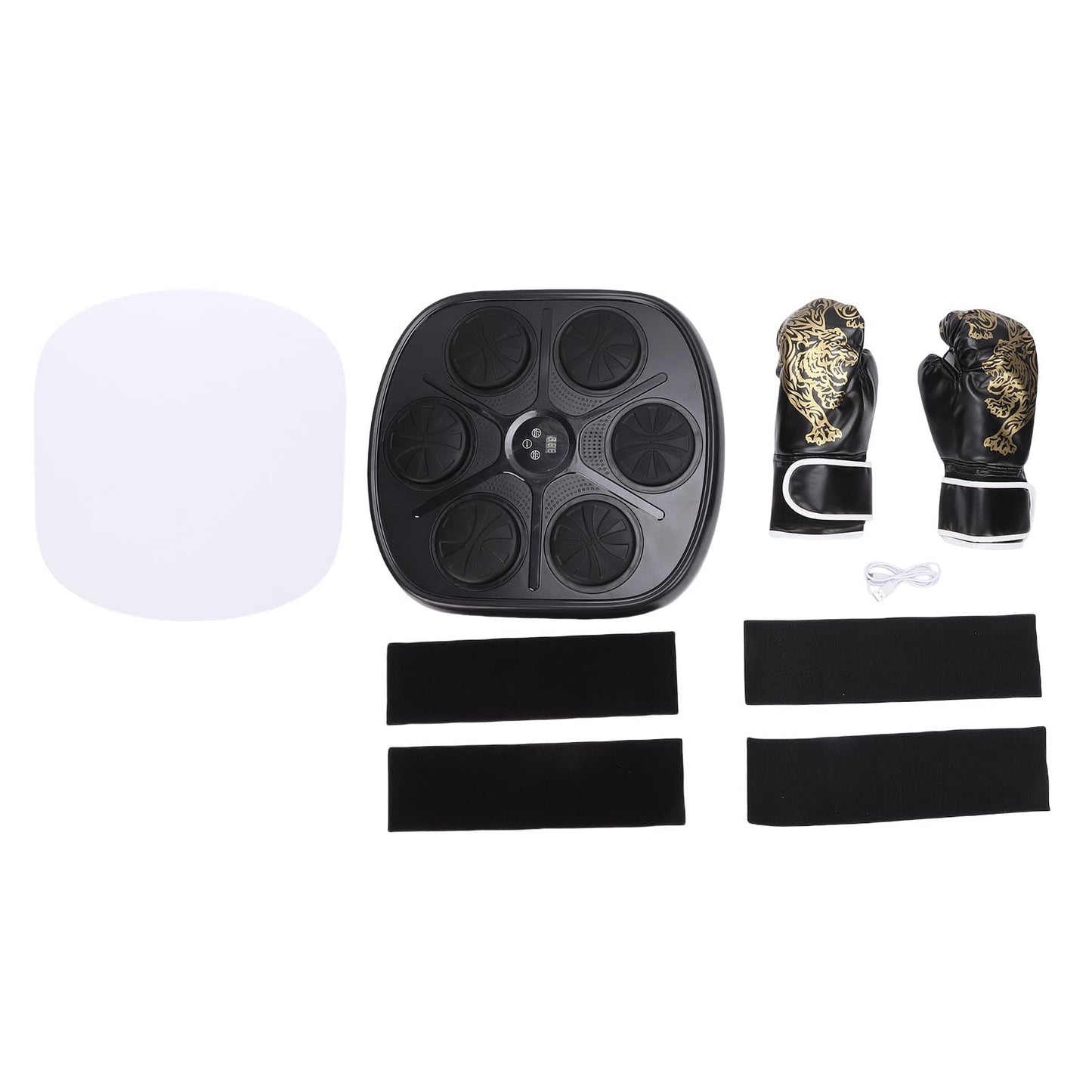Focket Music Boxing Machine, 9 Speeds 9 Modes Bluetooth Interactive Wall Mounted Punching Trainer, Electronic Boxing Target with LED Light and Gloves for Home Office Gym