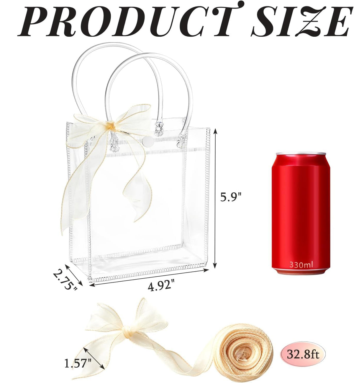 Ohuimrt Clear Plastic Gift Bags with Handles, 50 PCS, 5.9" x 4.92" x 2.75"
