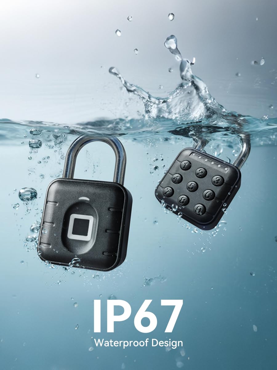 NexusLab Digital Padlock for Gym Locker & Outdoor Gate - IP67 Waterproof Electronic Combination Lock, Push Button Keypad, No App Needed. 6-Digit Smart Keyless Entry for School, Shed, Fence