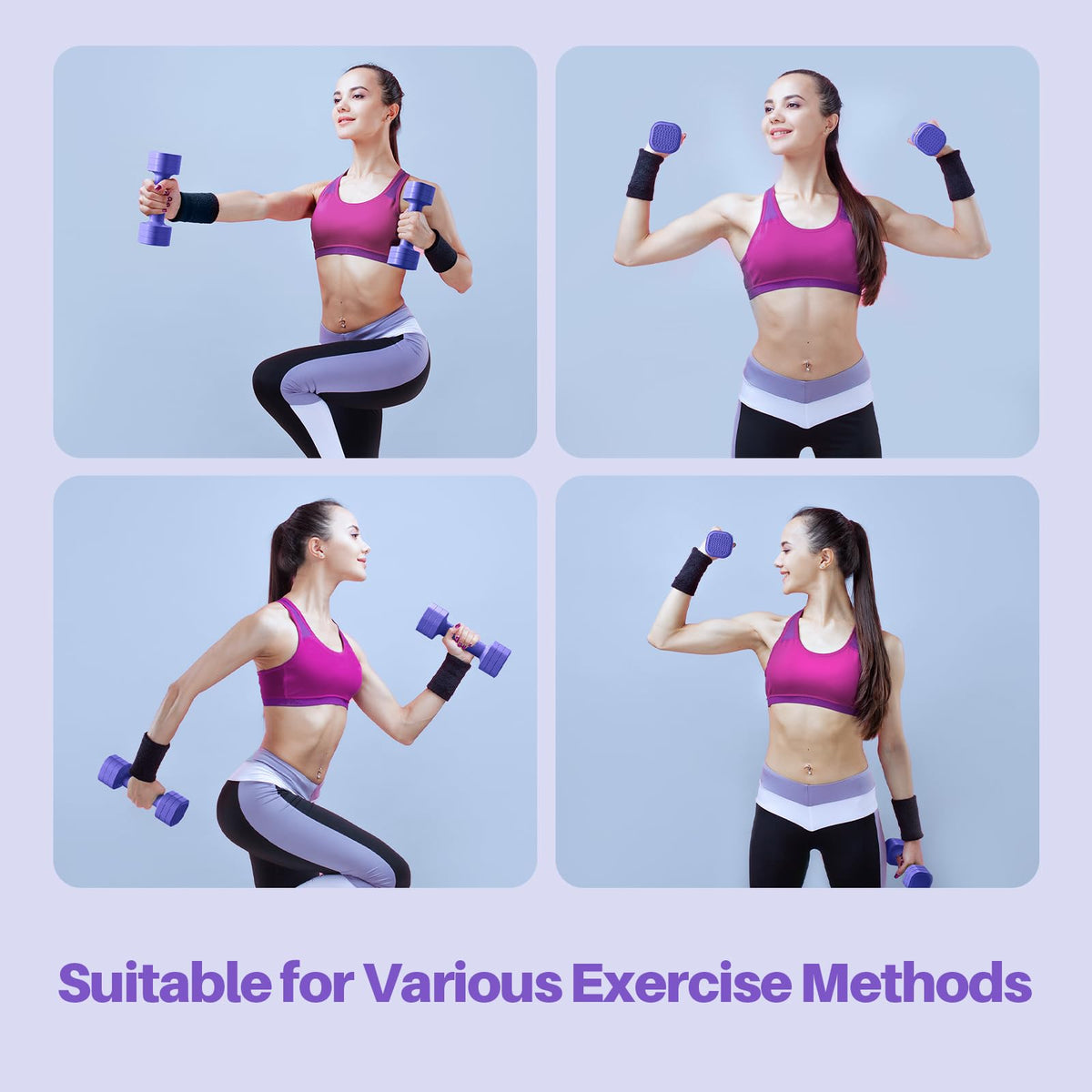 Zempox Adjustable Dumbbell Set, 4 in 1 Free Weight Dumbbell Set for Women, Hand Weight for Women at Home, Each 2lb 3lb 4lb 5lb with TPU Soft Rubber Handle for Home Gym Aquatic Fitness Equipment,Purple