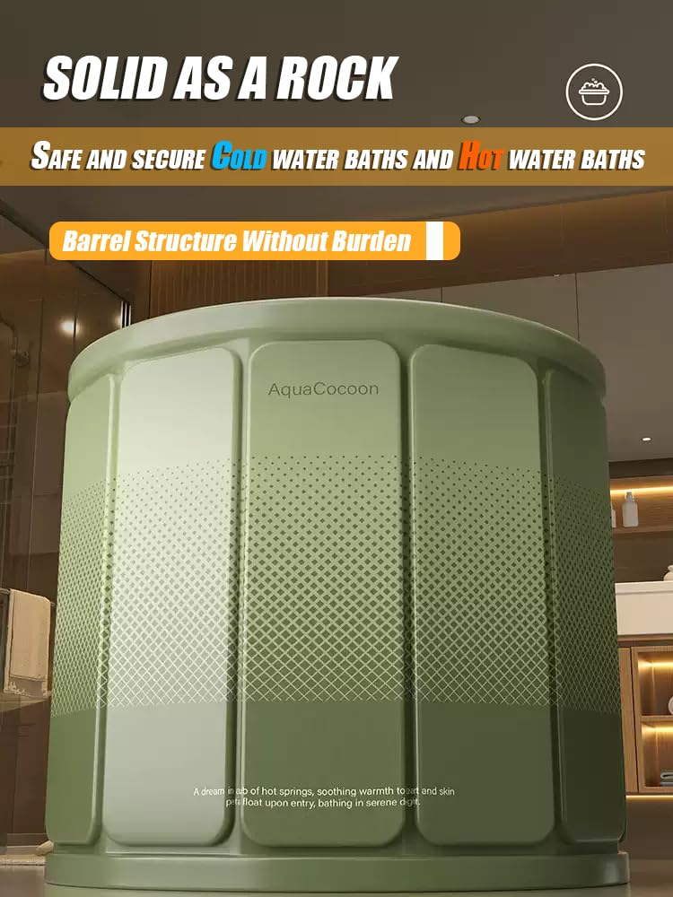 jessie Portable Foldable Bathtub for Adults PVC SPA Soaking Standing Bath Tub for Shower Stall, Freestanding Non-Inflatable Hot Ice Bath Tub with Thickened Thermal Foam to Keep Temperature