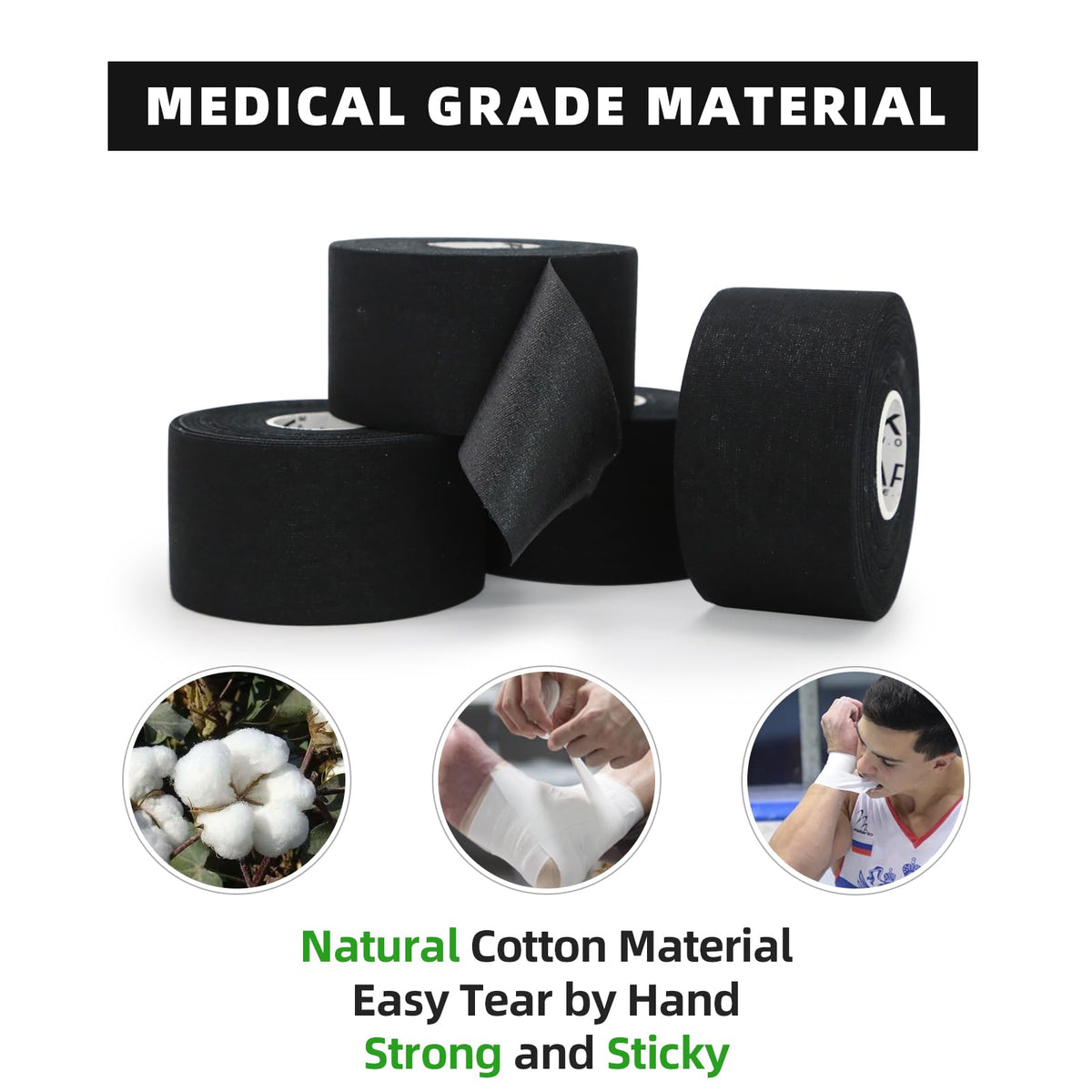 OK TAPE Athletic Sports Tape Bulk（32-Rolls - 480yds Very Strong Tape for Athlete & Sport Trainers & First Aid Injury Wrap, Perfect for Fingers Ankles Wrist on Bat, Hockey Stick - White