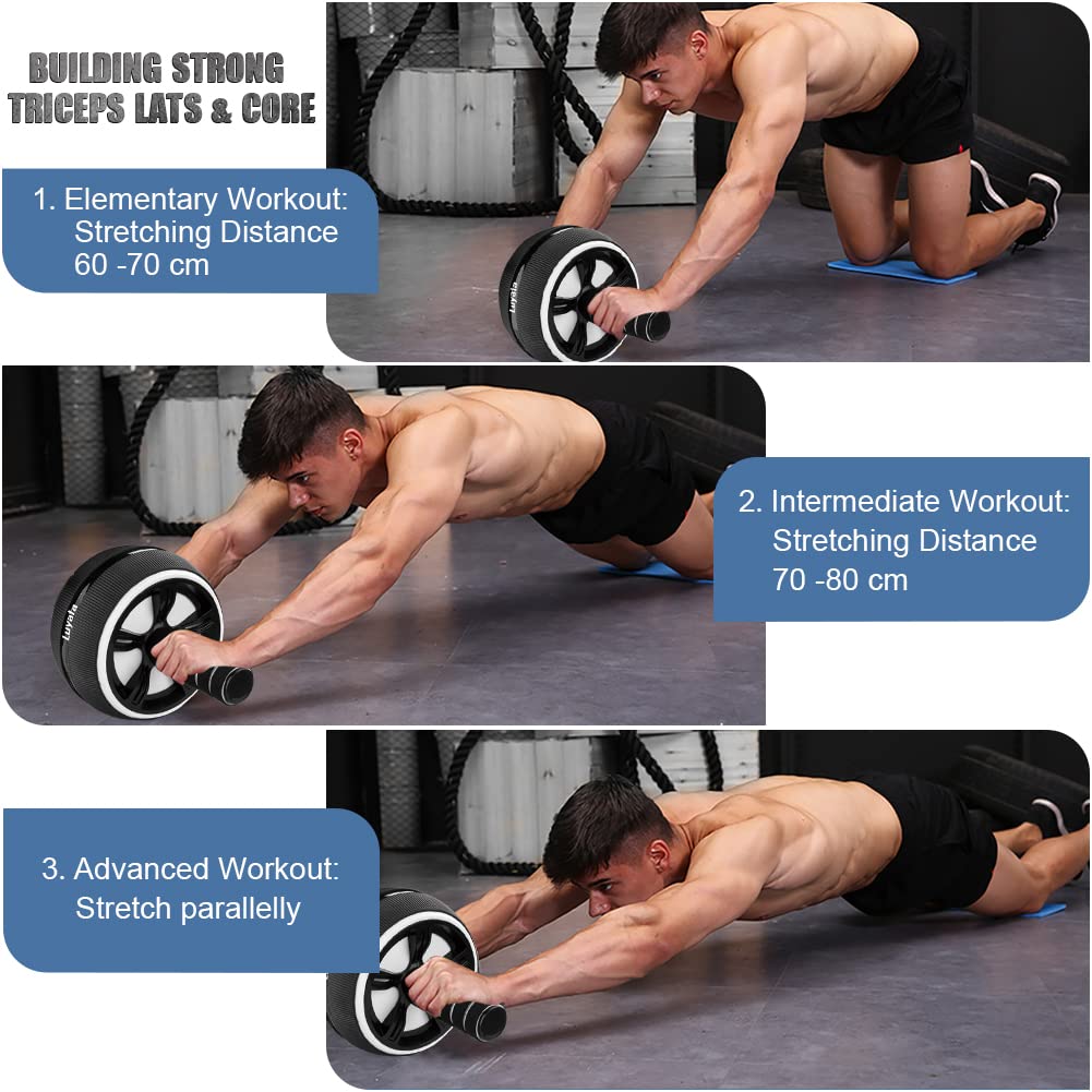 Ab Roller Wheel, 10-In-1 Ab Exercise Wheels Kit with Resistance Bands, Knee Mat, Jump Rope, Push-Up Bar - Home Gym Equipment for Men Women Core Strength & Abdominal Exercise (Black)