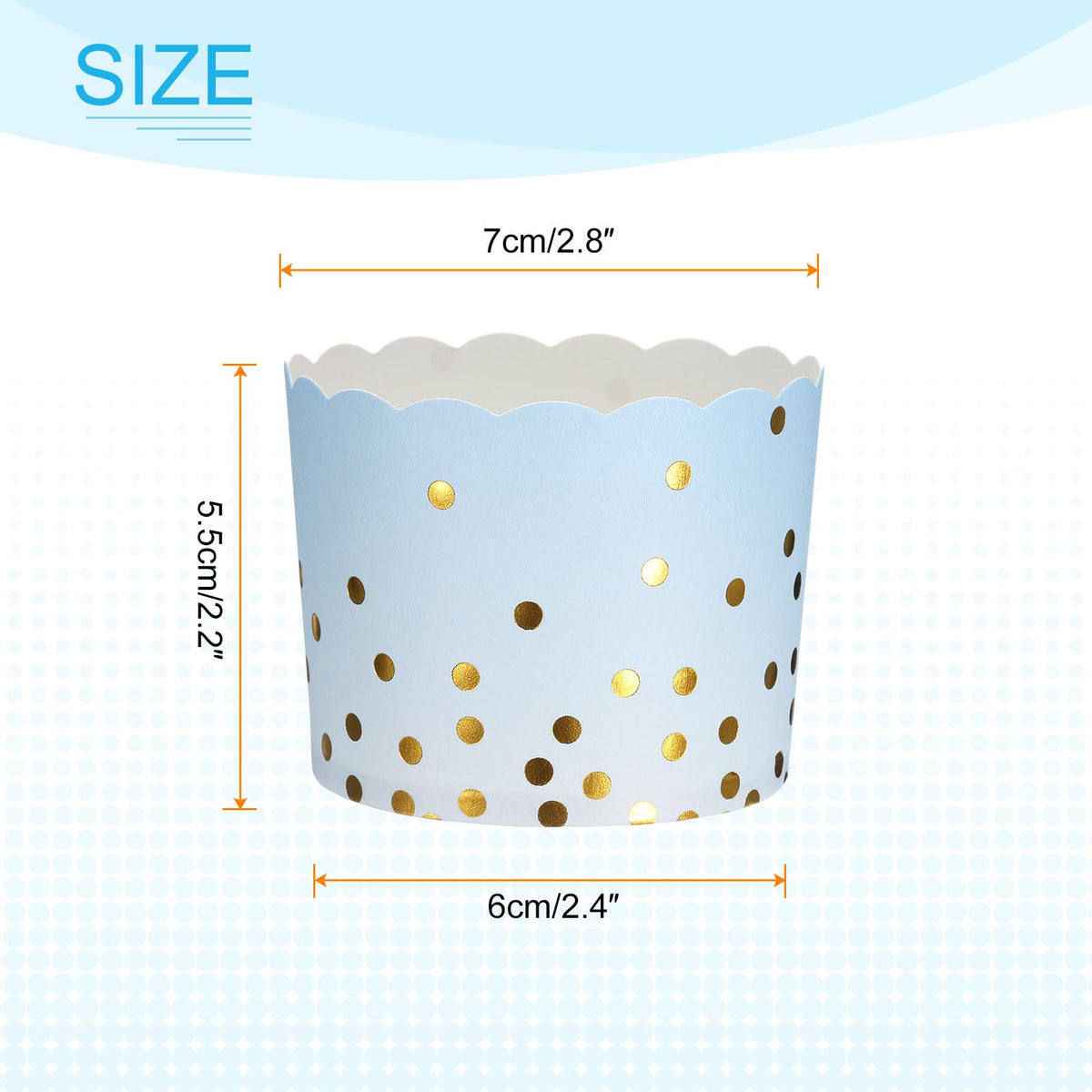 HARFINGTON 100Pcs Colorful Paper Baking Cups 6oz Cupcake Wrappers Scalloped Muffins Liners Disposable Greaseproof Containers for Birthday Party, Gradient Blue