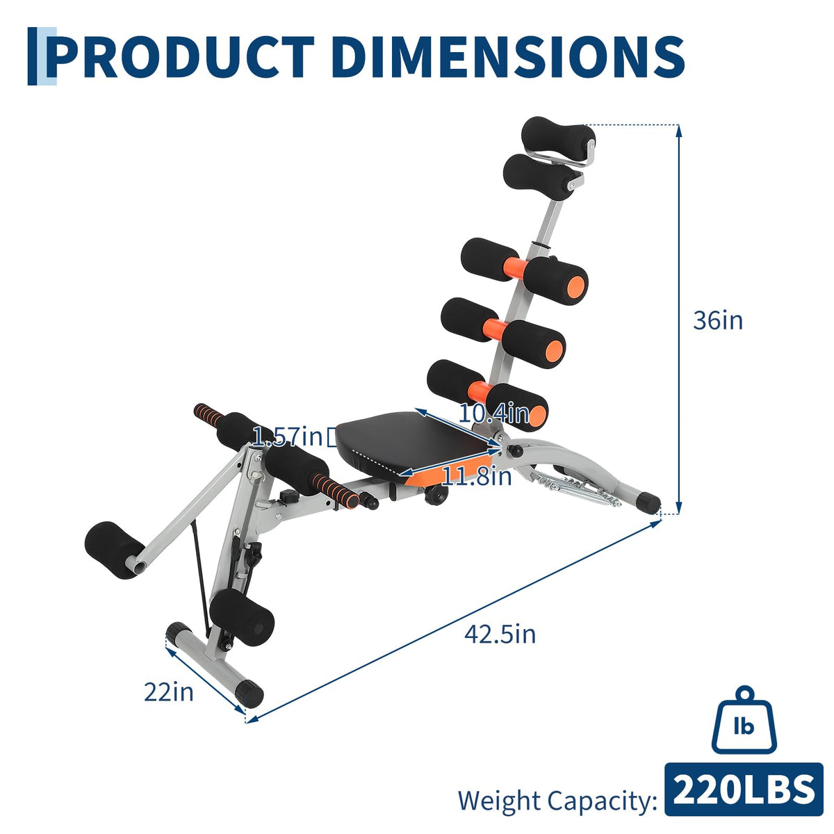 Abdominal Workout Bench,Adjustable Ab Machine for Home Gym,Multi-Functional Exercise Bench for Full Body Workout