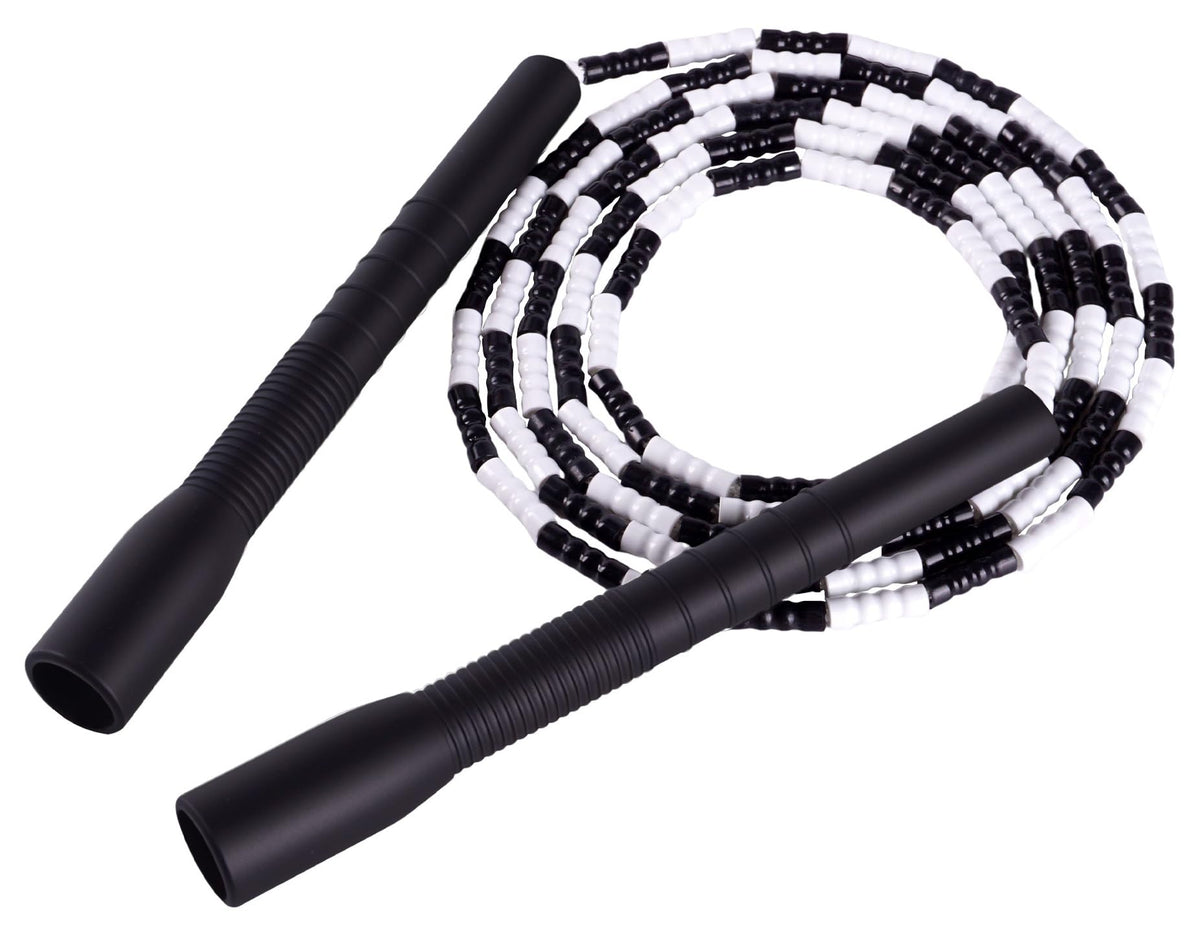 YUEDONG Soft Beaded Jump Rope - World Champion Luke Boon Recommended, Adjustable Tangle-Free, Pain-Free TPU Beads & Anti-Slip Long Handles, Fitness Workout for Adults Kids with Carry Bag(BLACK)