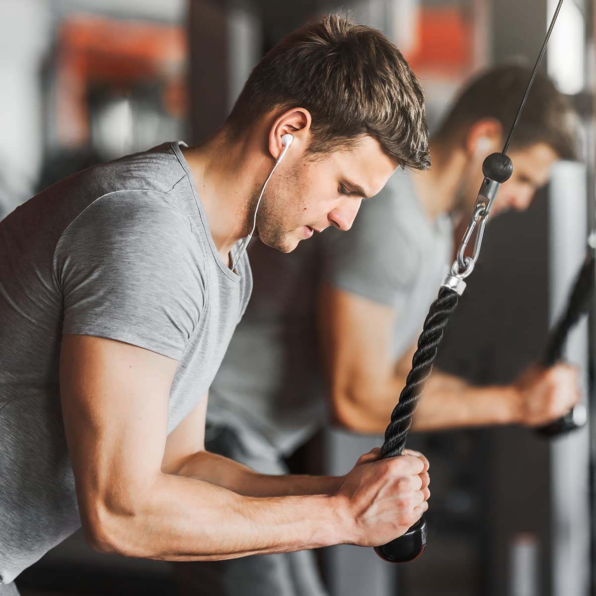 Heavy Duty Tricep Rope Compatible with Pulldown Bowflex Cable Machine, Easy to Grip & Non Slip Cable Attachment Ideal for Home Gym Pull Down System