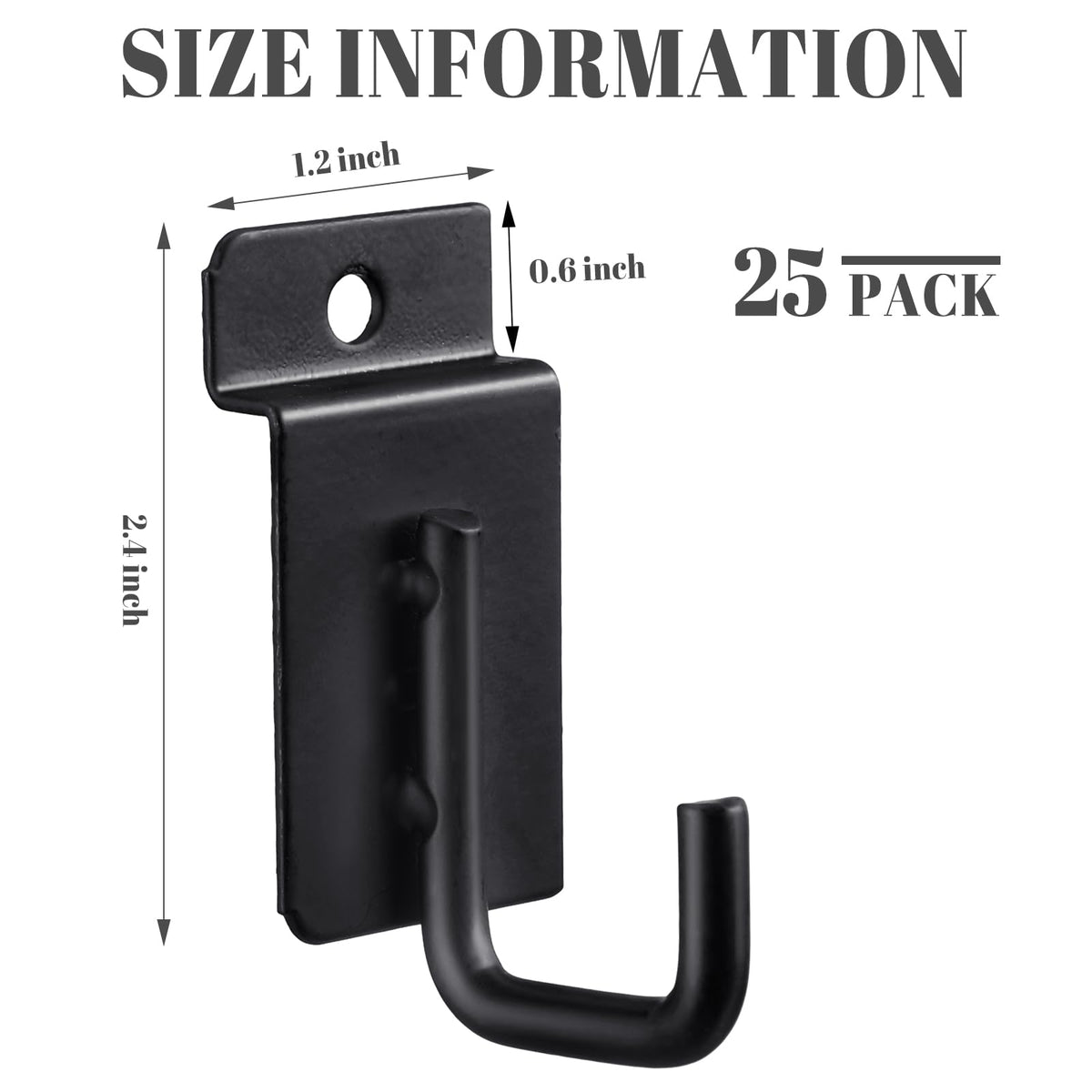 Tandefio 25 Pack J Shaped Slatwall Hooks and Hangers Heavy Duty Slatwall Accessories for Display Panel Garage, 3.25 Inch(Black)