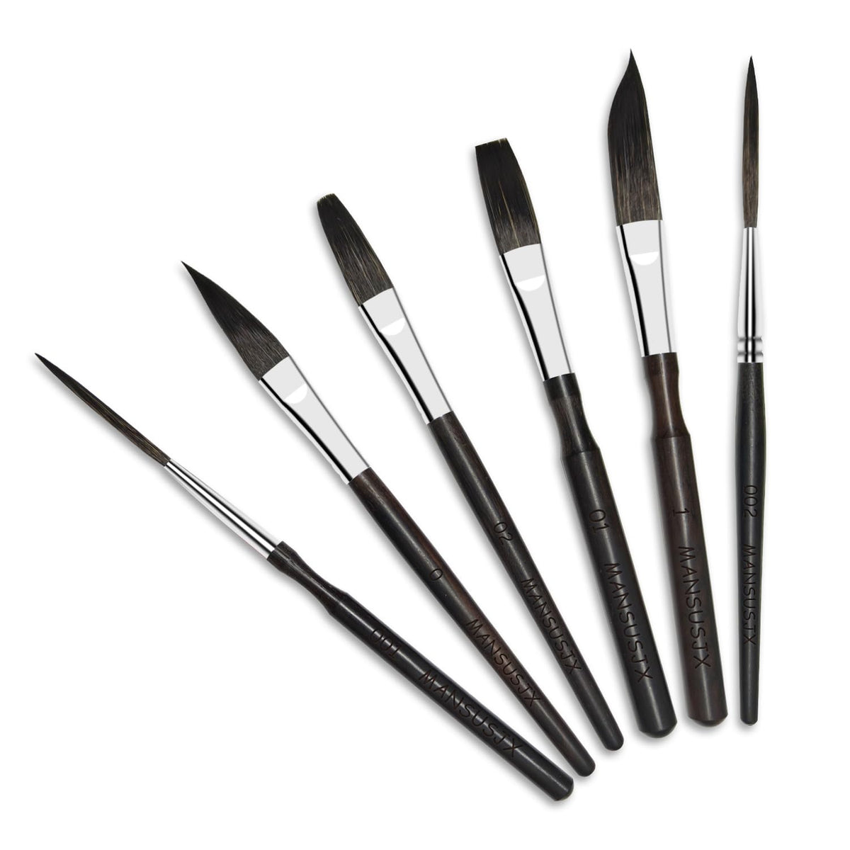 Starter Pinstriping Brush Kit 6 pcs High Performance Striping Brushes, Long Liner, Script Liner, Sword, Cat Tongue, Scroll Brushes for Lettering & Detailing