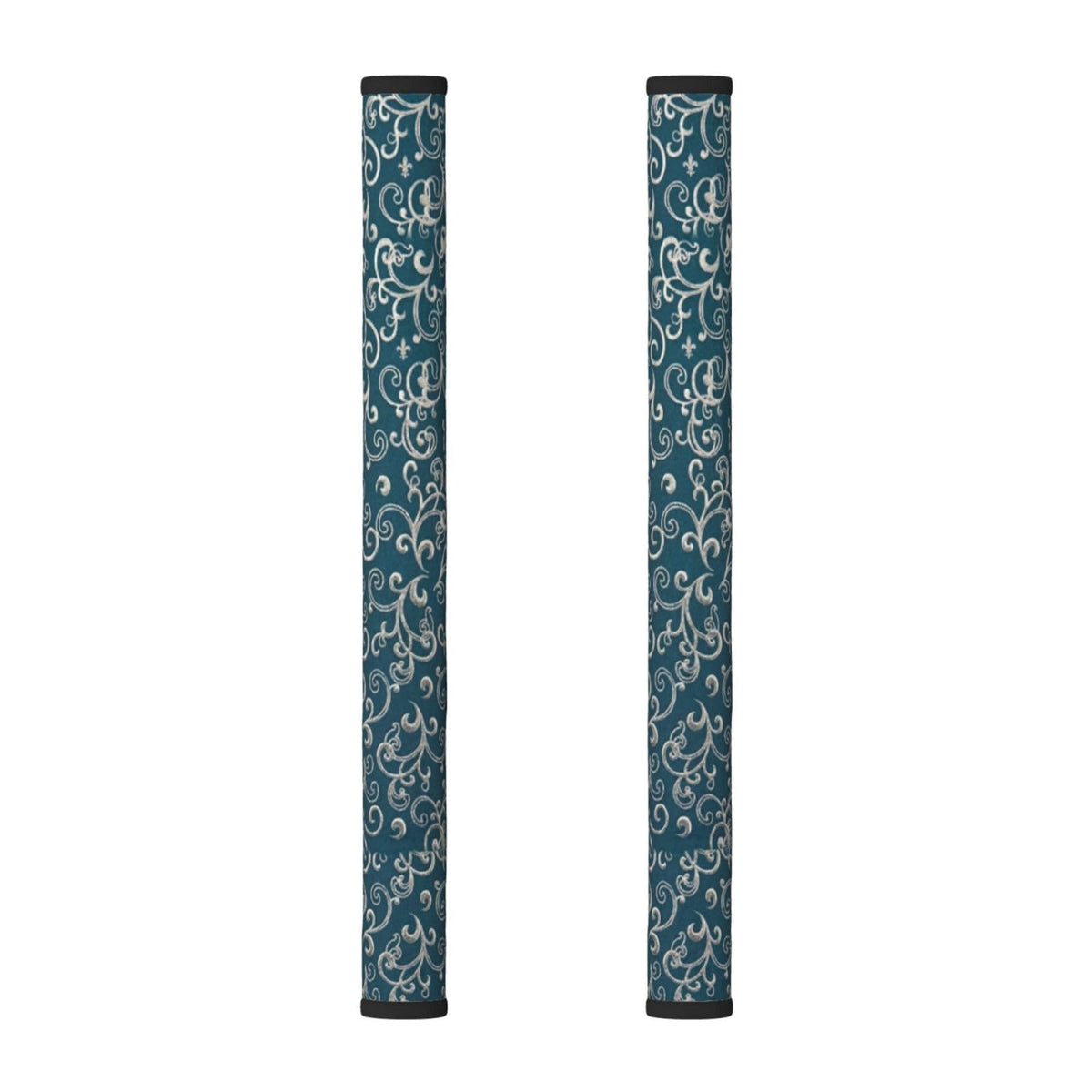 Non Slip Refrigerator Handle Covers 2pcs ,Neoprene Refrigerator Door Handle Covers For Fridge, Oven, Dishwasher & Microwave, Decorative Kitchen Appliance Handle Covers,Baroque Scrollwork Peacock Blue