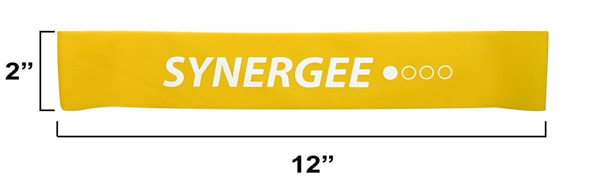 Synergee 10 Pack Mini Band Resistance Loop Exercise Bands Yellow Light Resistance