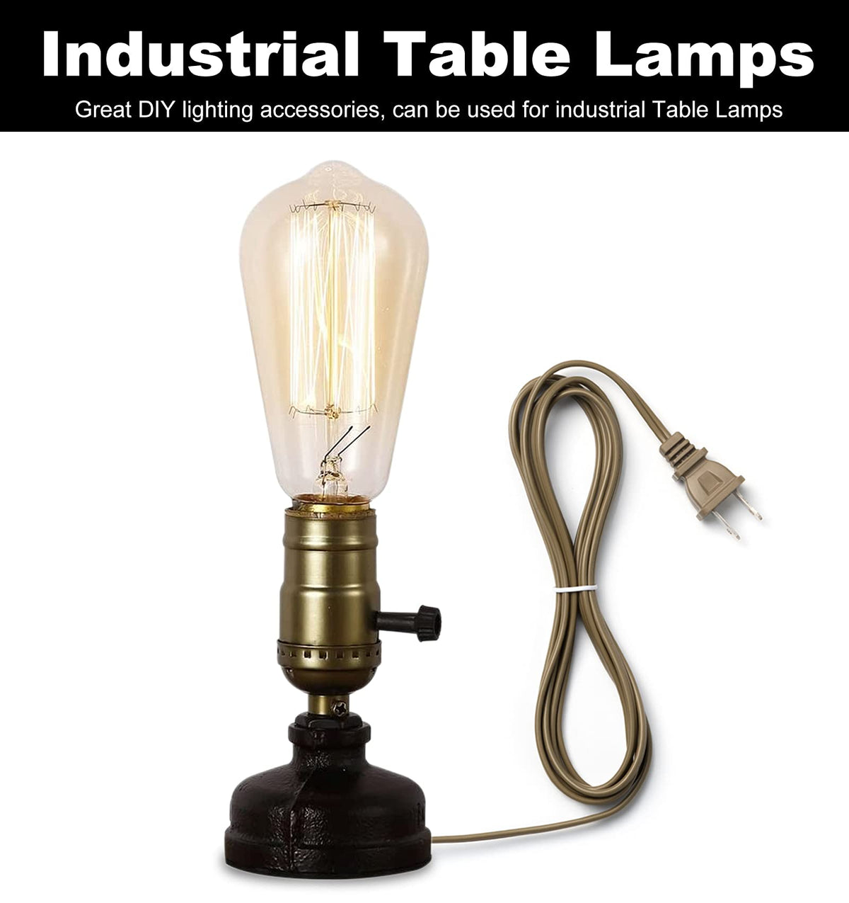 Lamp Making Kit, Lamp Parts for Repair Replacement or Rewire Table and Floor Lamps, 3 Way Socket 12 Foot Matching Cord and Essential Hardware, DIY Lamp Kits for Do It Yourself (Antique Brass)