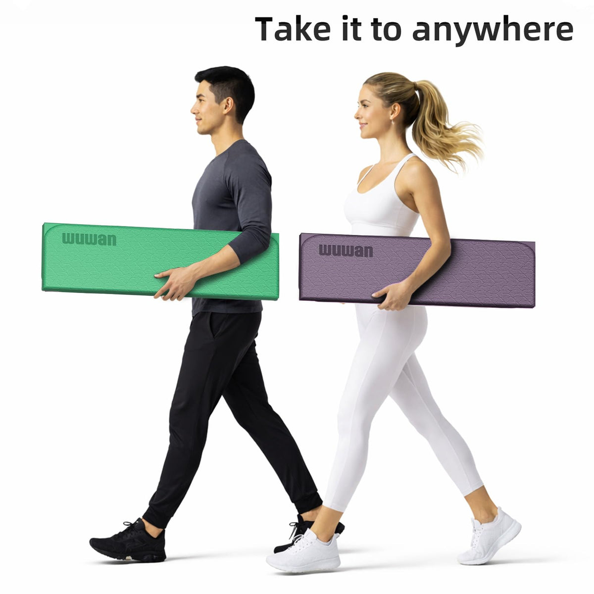 Folding Yoga Mat Extra Thick 0.4 Inch, Foldable Yoga Mat 75 x 26 Inches, TPE Exercise Mat, 7-Panel Non Slip Cushioned Fitness Mat for Yoga, Pilates, Stretching, Home Workout (Orange)