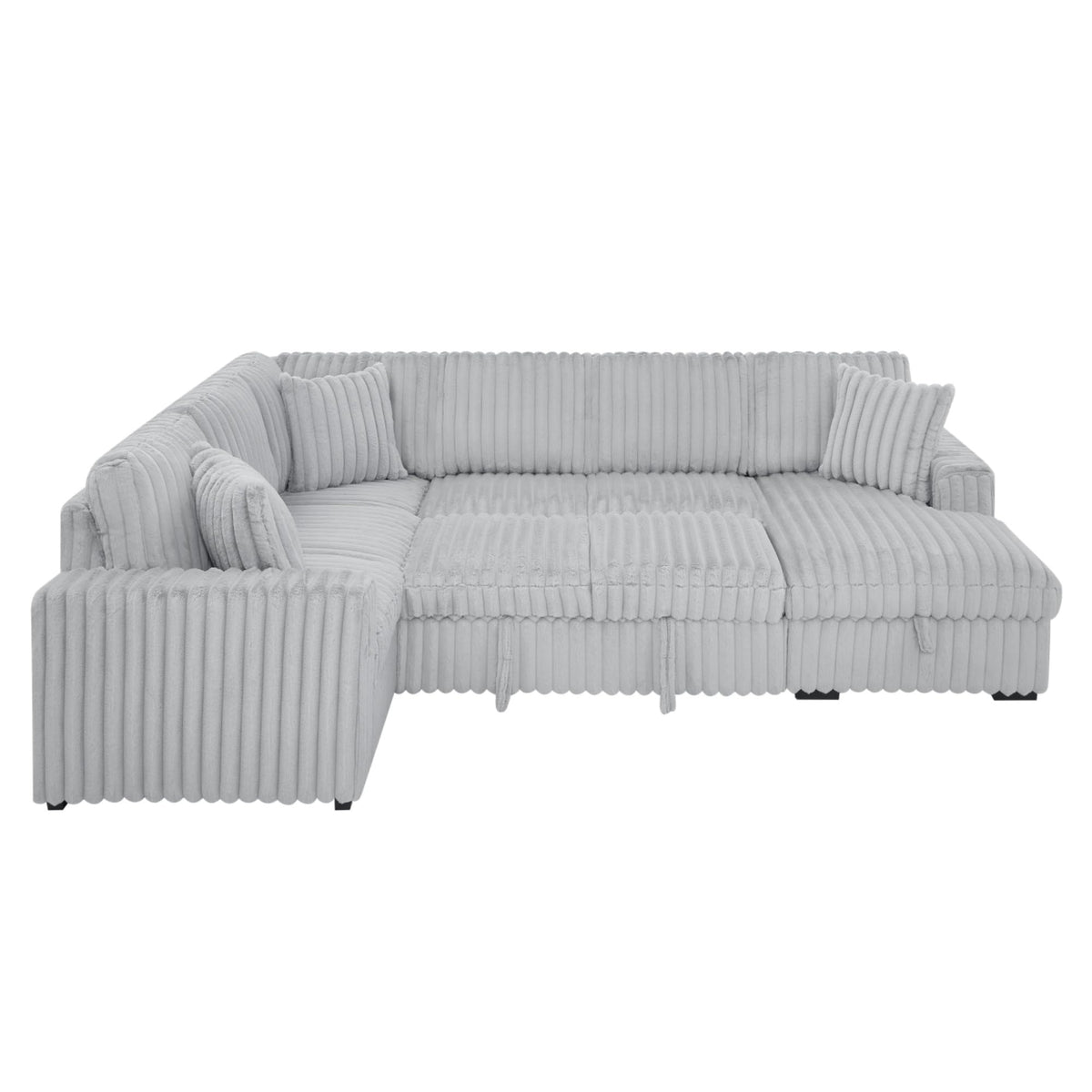 KEIKI 122" Pull-Out Sofa Bed, Sleeper Pull Out Sectional Couch, Oversized U Shape Sleeper Sofa Bed with Storage Chaise, USB Ports for Apartment Living Room, Gray