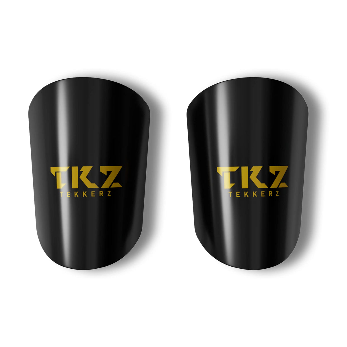 Tekkerz Soccer Miniature Shin Guard for Youth and Adults - Extra Small Protective Equipment shin Guards for Men, Women, Kids, Boys, and Girls, Black, Gold