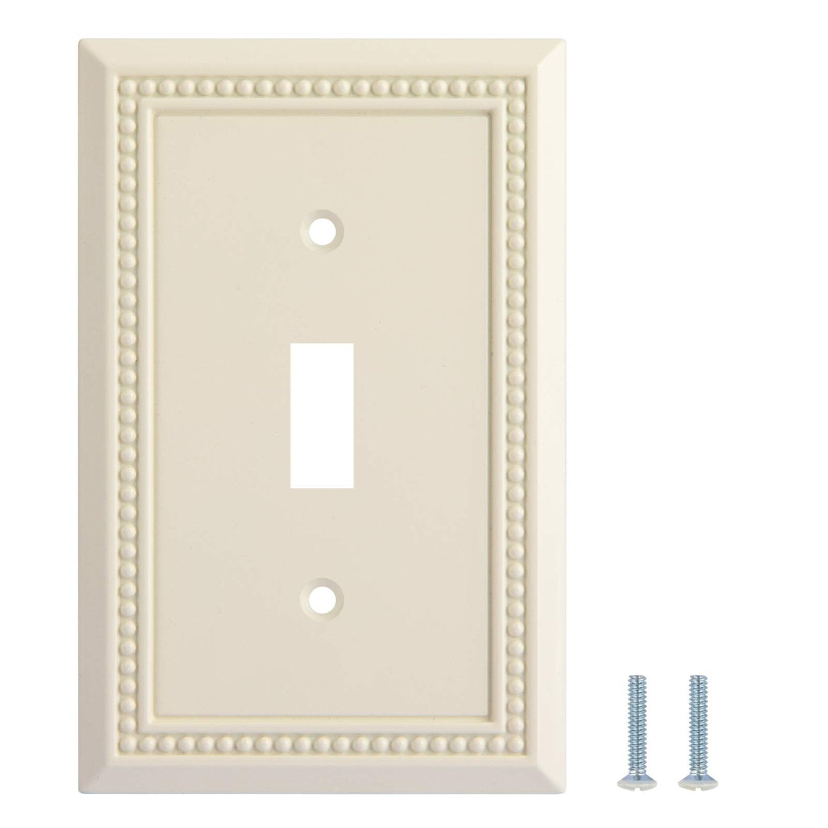 Henne Bery Sunken Pearls Heavy Duty Decorative Wall Plate Switch Plate Outlet Cover, Durable Solid Zinc Alloy (Single Toggle 2PK, Light Almond)