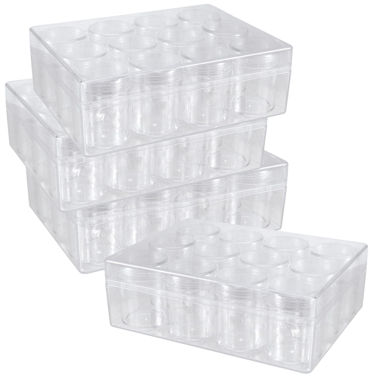 SEHOI 4 Pack 12 Grid Clear Plastic Jewelry Box Organizer,5D Diamond Embroidery Painting Accessories Storage Box,Small Bead Storage Containers for Bead Gem Nail Glitter Slime