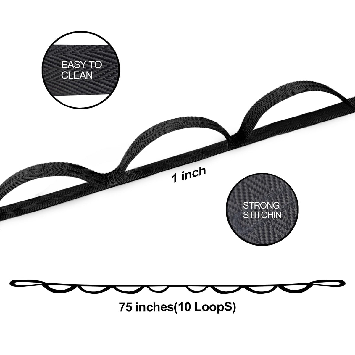 A AZURELIFE Premium Durable Stretch Straps with Loops, Stretching Strap for Physical Therapy, Multi-Loop Yoga Strap Fitness Exercise Strap for Yoga, Pilates, Dance, Flexibility&Exercise