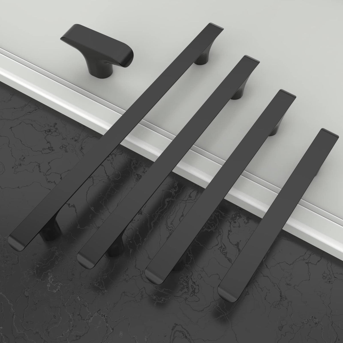 Amerdeco 10 Pack Matte Black Cabinet Knobs & Pulls, 2 Inch(50MM), Kitchen & Bathroom Cabinets