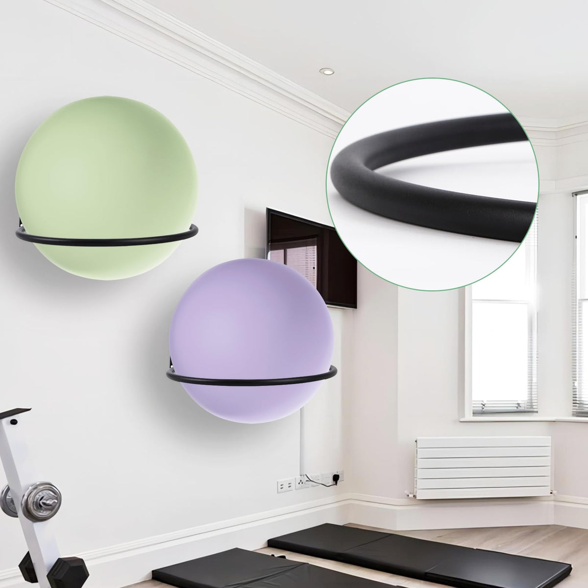 Large Stability Ball Storage Rack Exercise Dall Wall Holder Yoga Studio Gym Exercise Ball and Equipment Organizer（3 pcs）