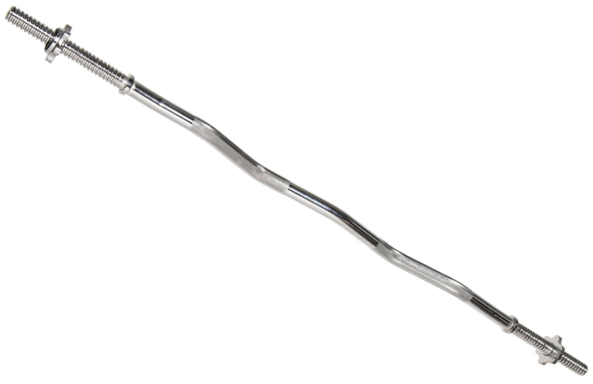 Fitvids 1 Inch Standard Barbell Bar, 48" Threaded Curl Bar with Star Locks for Weight Lifting, Chrome
