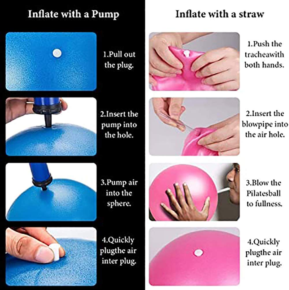 MOMPLUS 9 Inch Exercise Pilates Mini Yoga Balls Barre for Home Stability Squishy Training Physical Therapy Improves Balance with Inflatable Straw(5 PCS)
