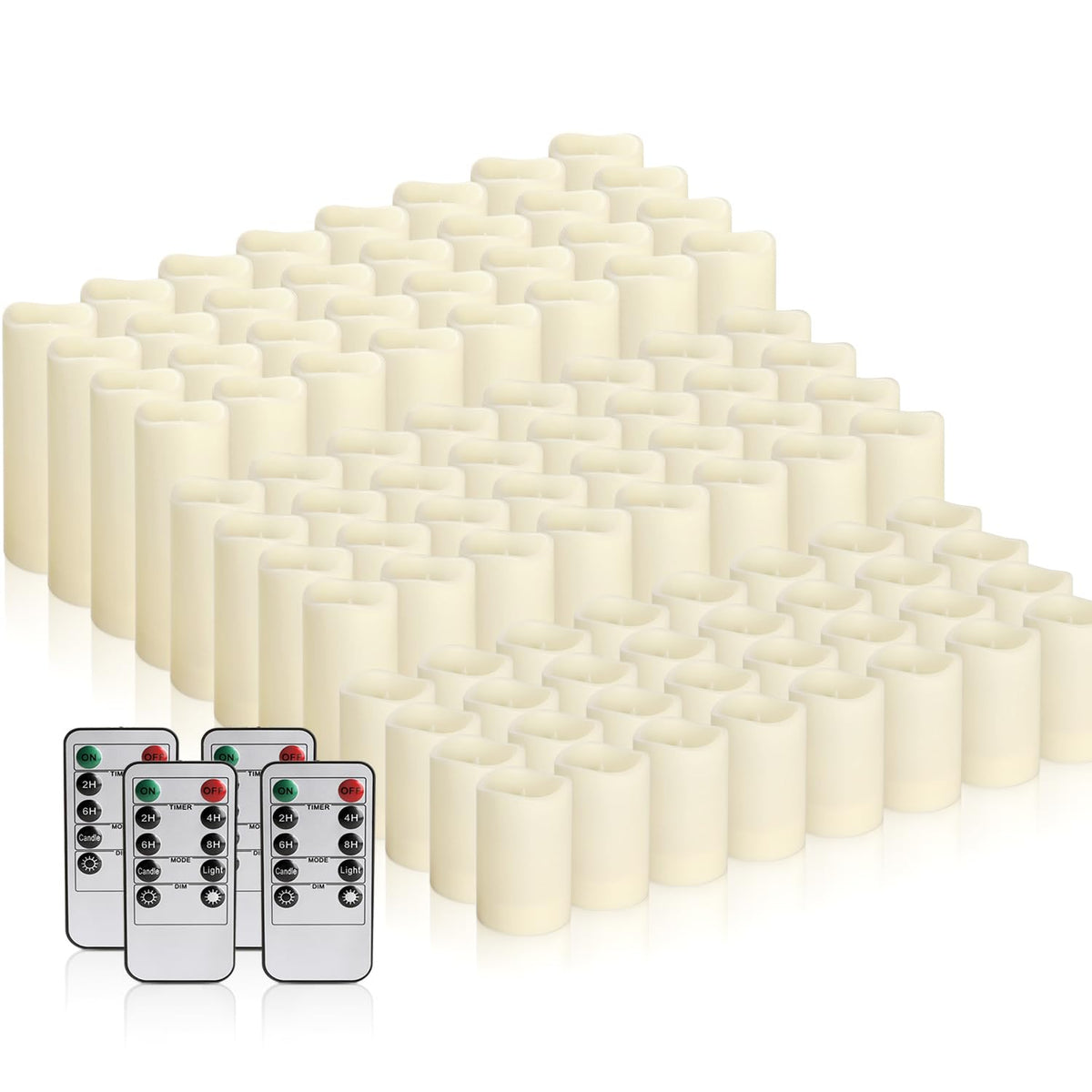 fclayvts 96-Pack LED Flameless Candles with Remote Control - Perfect for Parties, and Special Occasions(Three Sizes)